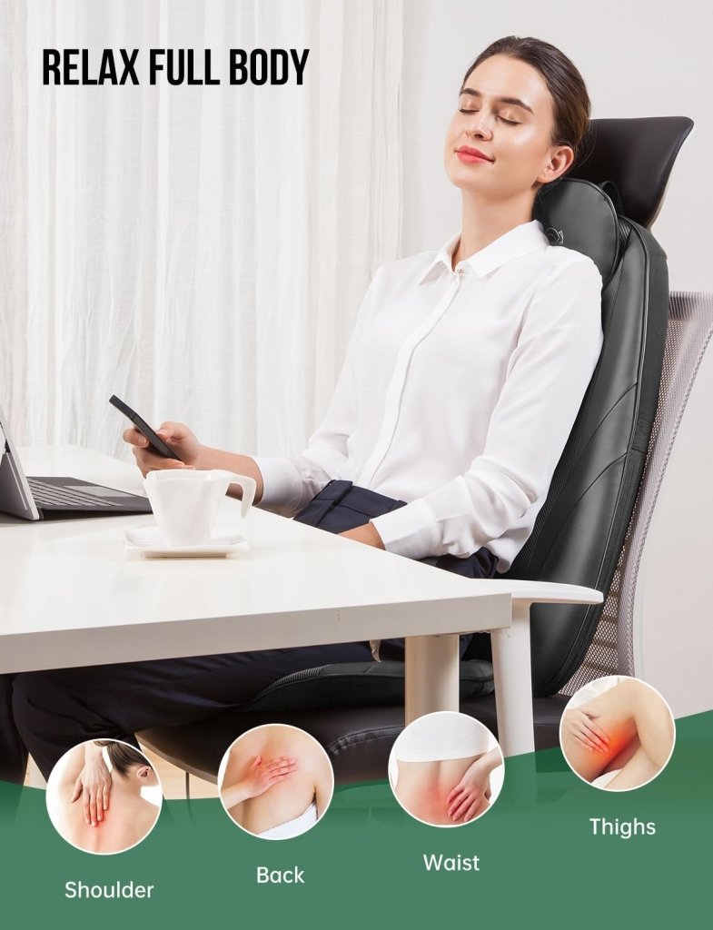 Snailax Shiatsu Massage Cushion with Heat Massage Chair Pad Kneading Back Massager for Home Office Seat use - Wigtrends