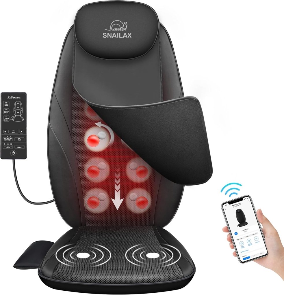 Snailax Shiatsu Massage Cushion with Heat Massage Chair Pad Kneading Back Massager for Home Office Seat use - Wigtrends