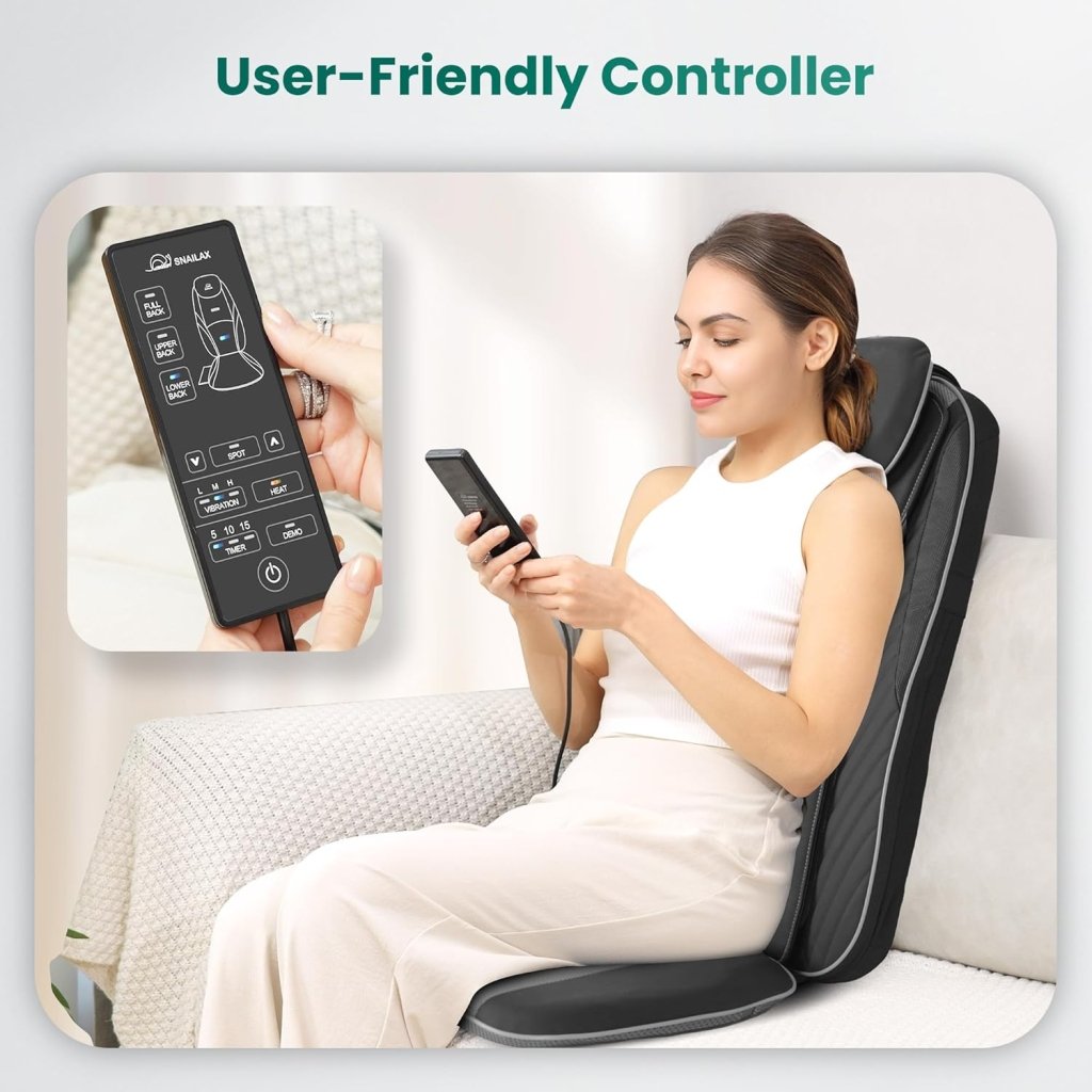 Snailax Shiatsu Massage Cushion with Heat Massage Chair Pad Kneading Back Massager for Home Office Seat use - Wigtrends