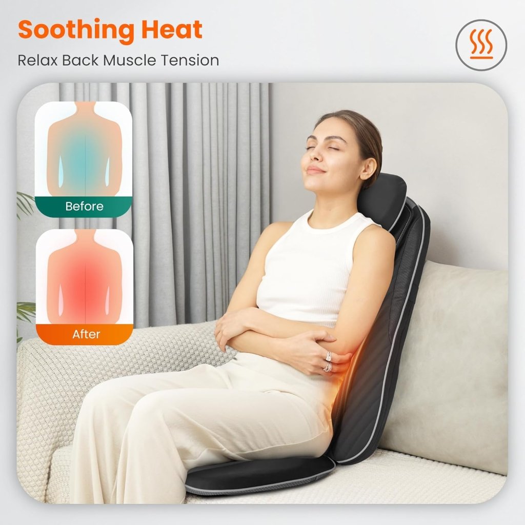Snailax Shiatsu Massage Cushion with Heat Massage Chair Pad Kneading Back Massager for Home Office Seat use - Wigtrends