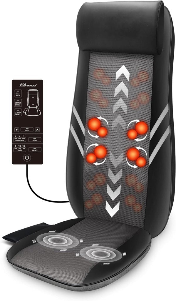 Snailax Shiatsu Massage Cushion with Heat Massage Chair Pad Kneading Back Massager for Home Office Seat use - Wigtrends