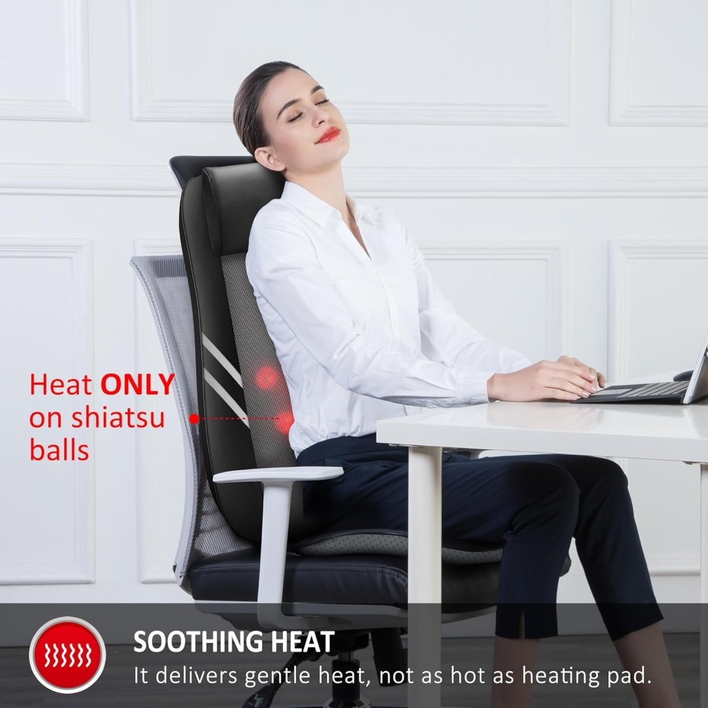 Snailax Shiatsu Massage Cushion with Heat Massage Chair Pad Kneading Back Massager for Home Office Seat use - Wigtrends