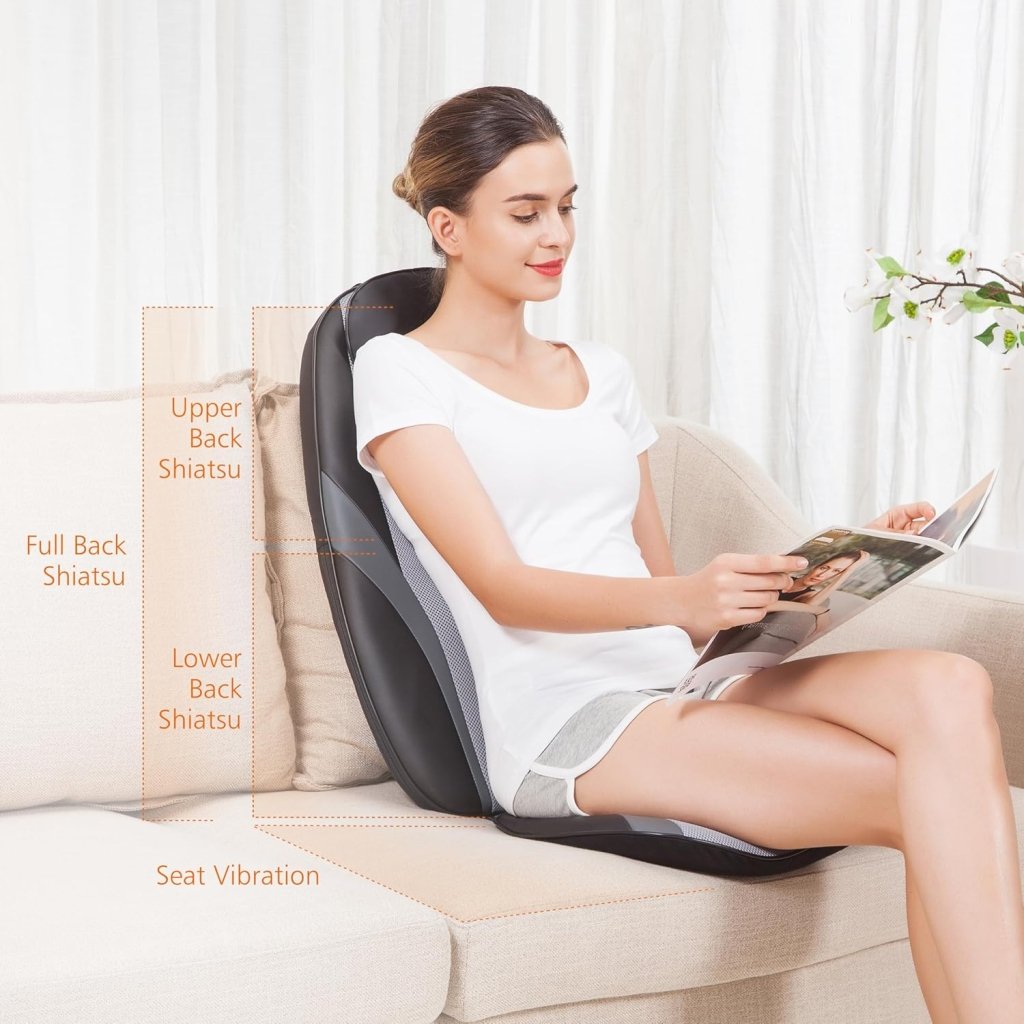 Snailax Shiatsu Massage Cushion with Heat Massage Chair Pad Kneading Back Massager for Home Office Seat use - Wigtrends