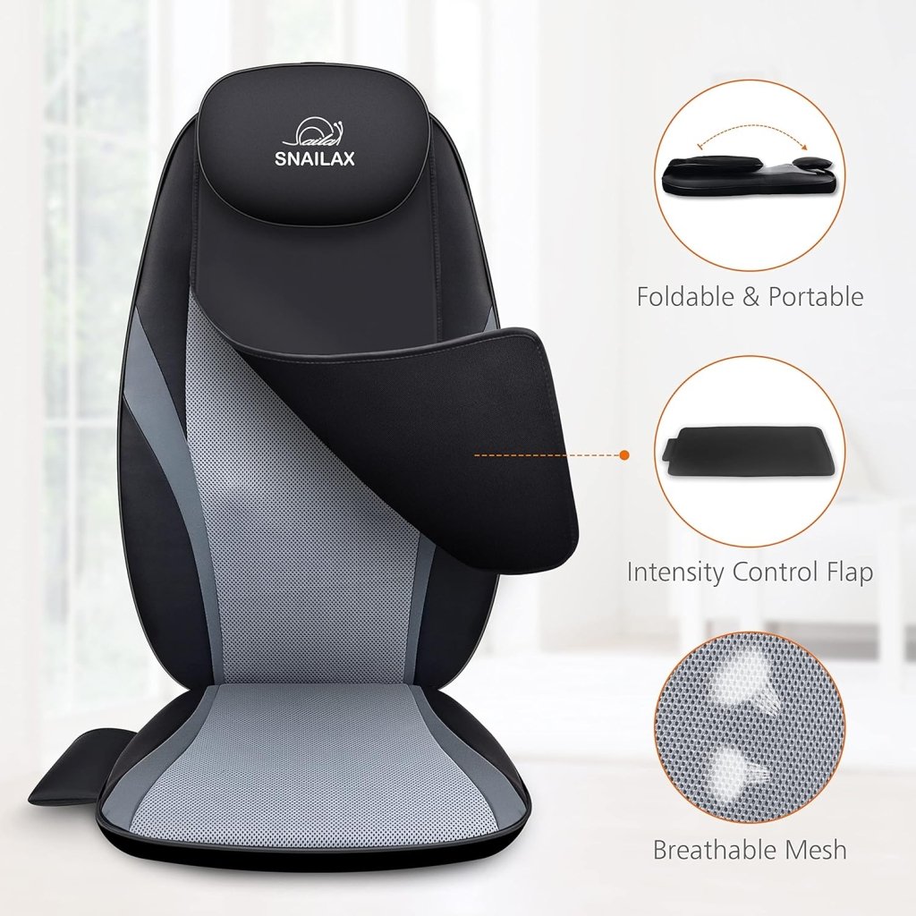 Snailax Shiatsu Massage Cushion with Heat Massage Chair Pad Kneading Back Massager for Home Office Seat use - Wigtrends