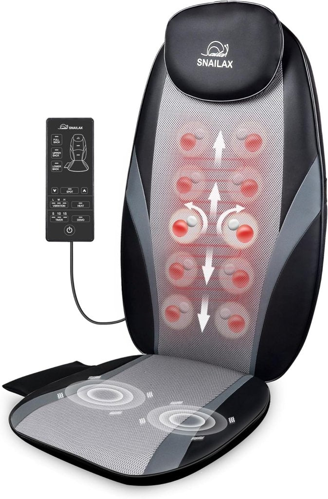 Snailax Shiatsu Massage Cushion with Heat Massage Chair Pad Kneading Back Massager for Home Office Seat use - Wigtrends