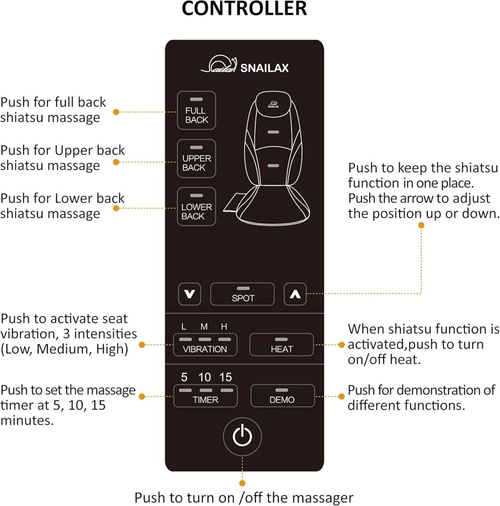 Snailax Shiatsu Massage Cushion with Heat Massage Chair Pad Kneading Back Massager for Home Office Seat use - Wigtrends