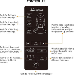 Snailax Shiatsu Massage Cushion with Heat Massage Chair Pad Kneading Back Massager for Home Office Seat use - Wigtrends