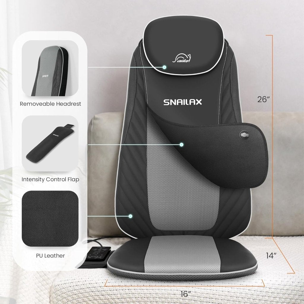 Snailax Shiatsu Massage Cushion with Heat Massage Chair Pad Kneading Back Massager for Home Office Seat use - Wigtrends