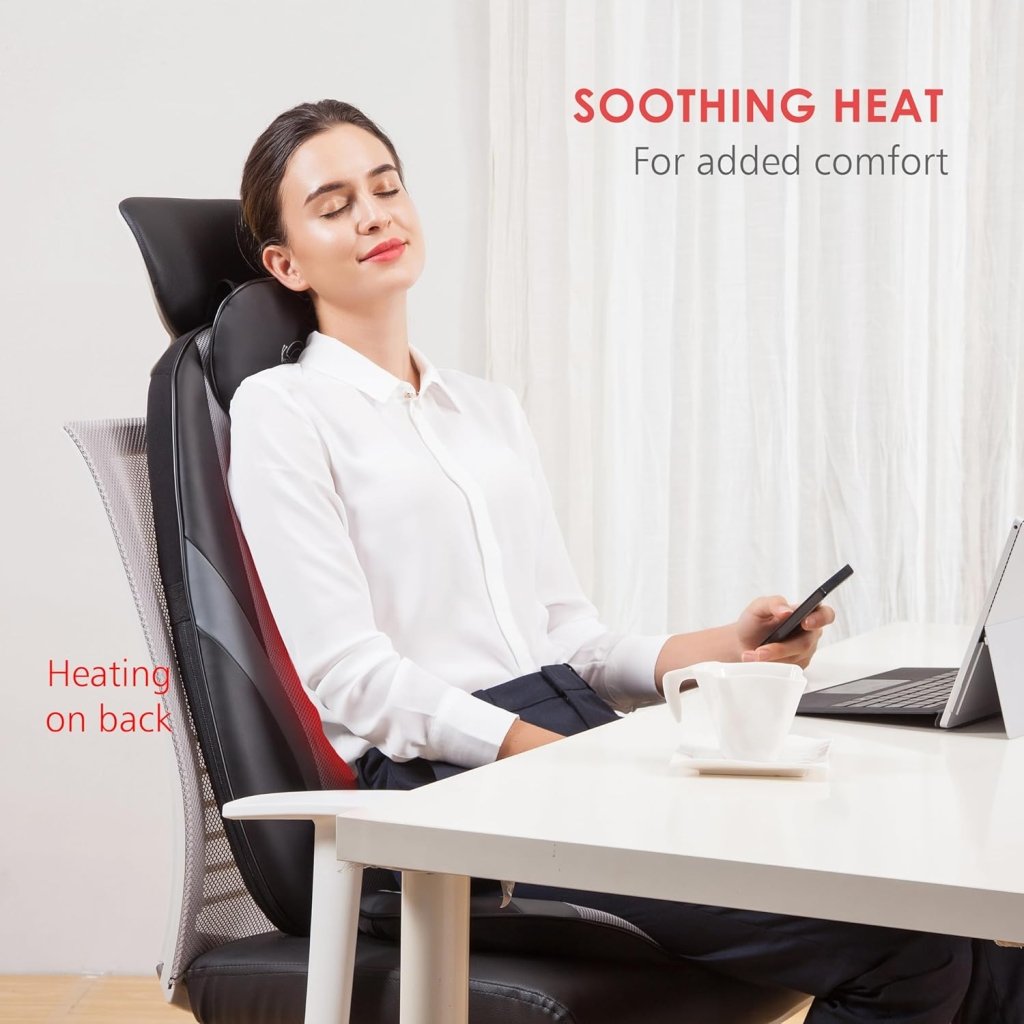 Snailax Shiatsu Massage Cushion with Heat Massage Chair Pad Kneading Back Massager for Home Office Seat use - Wigtrends