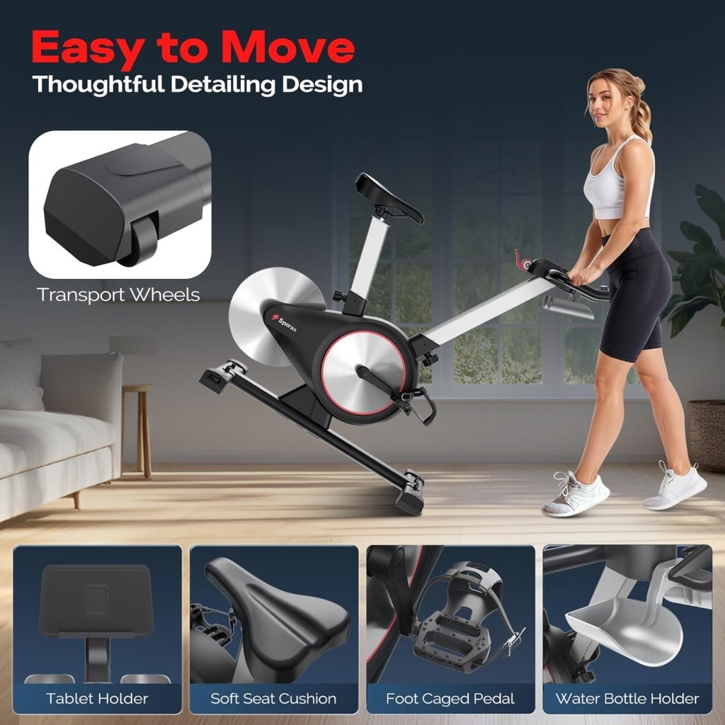 Sperax Exercise Bike, Stationary Bikes for Home, Indoor Cycling Bike, Spin Bike with Comfortable Seat, LED Display - Wigtrends