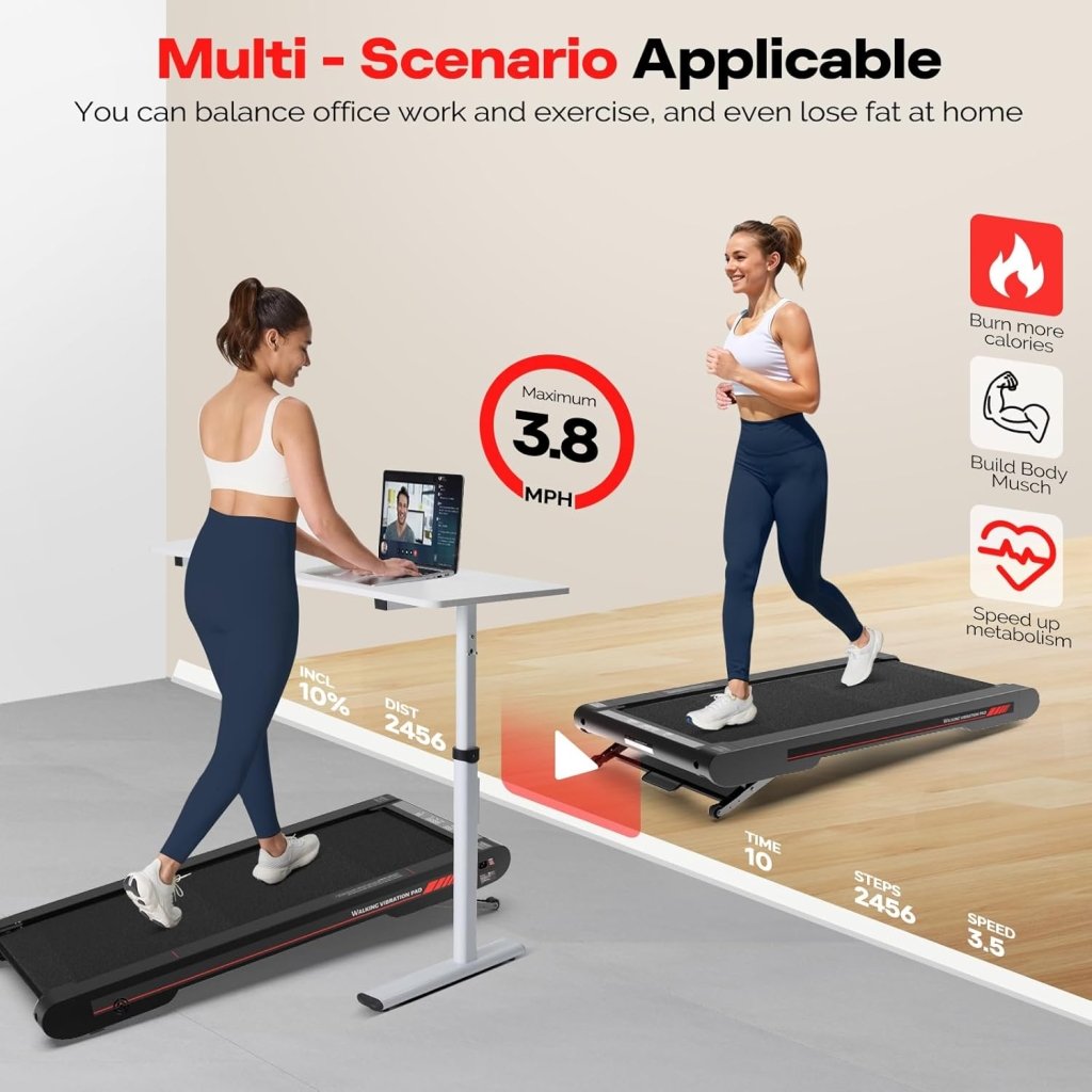 Sperax Walking Vibration Pad with APP, 3 in 1 Under Desk Treadmill, 2.5HP Low Noise Walking Treadmill Pad with Remote Control,Portable Treadmills for Home Office - Wigtrends