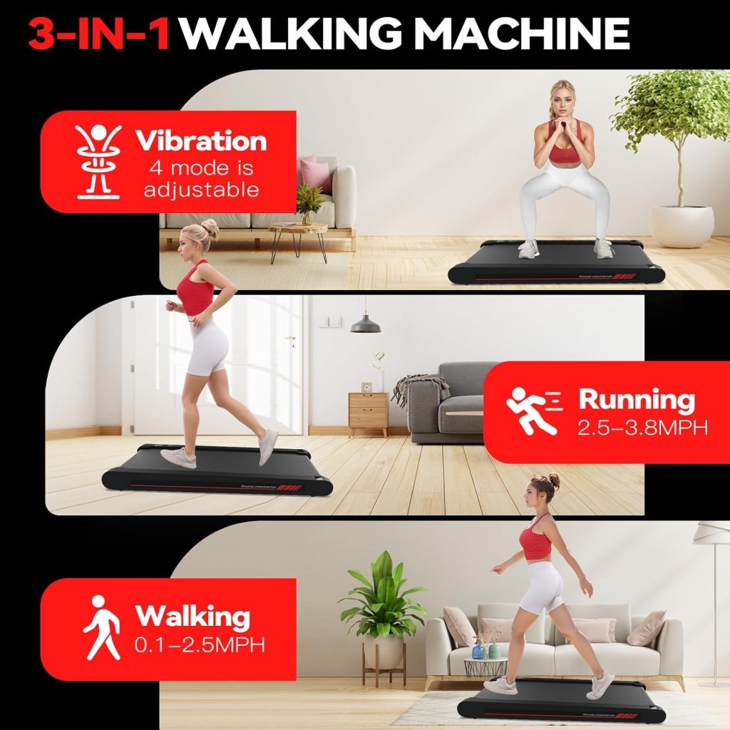 Sperax Walking Vibration Pad with APP, 3 in 1 Under Desk Treadmill, 2.5HP Low Noise Walking Treadmill Pad with Remote Control,Portable Treadmills for Home Office - Wigtrends
