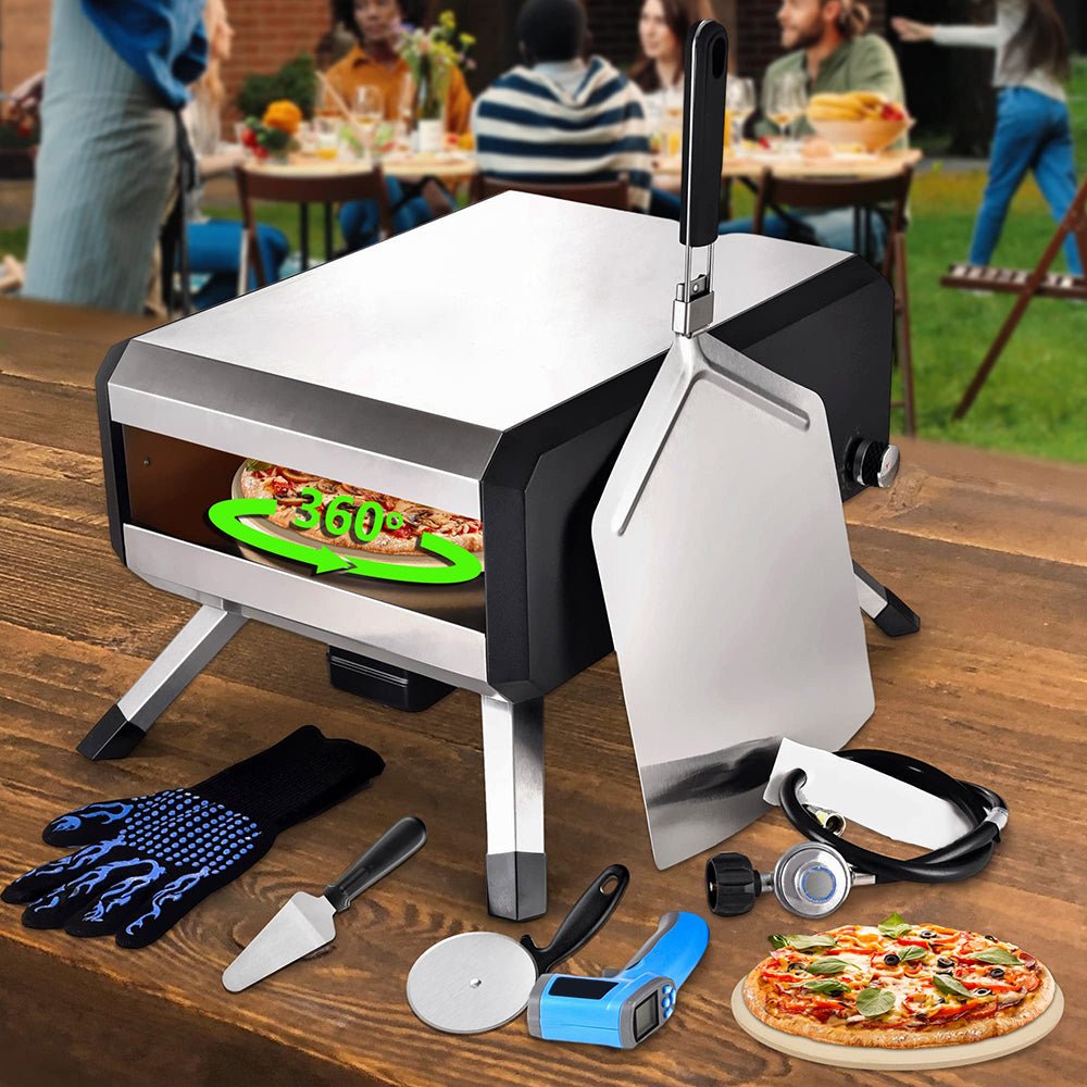 Stainless Steel 360 Automatic Rotation GAS Pizza Oven - Wigtrends