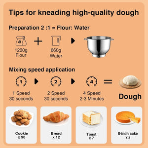 Stand Mixer 6.5 Qt 660W 6 - Speed Tilt - Head Food Dough Mixer, Kitchen Electric Mixer with Stainless Steel Bowl,Dough Hook,Whisk, Beater, Egg white separator - Wigtrends