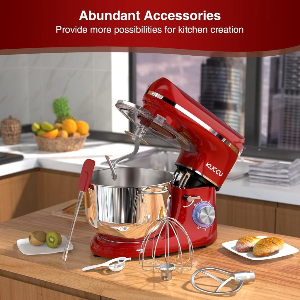 Stand Mixer 6.5 Qt 660W 6 - Speed Tilt - Head Food Dough Mixer, Kitchen Electric Mixer with Stainless Steel Bowl,Dough Hook,Whisk, Beater, Egg white separator - Wigtrends