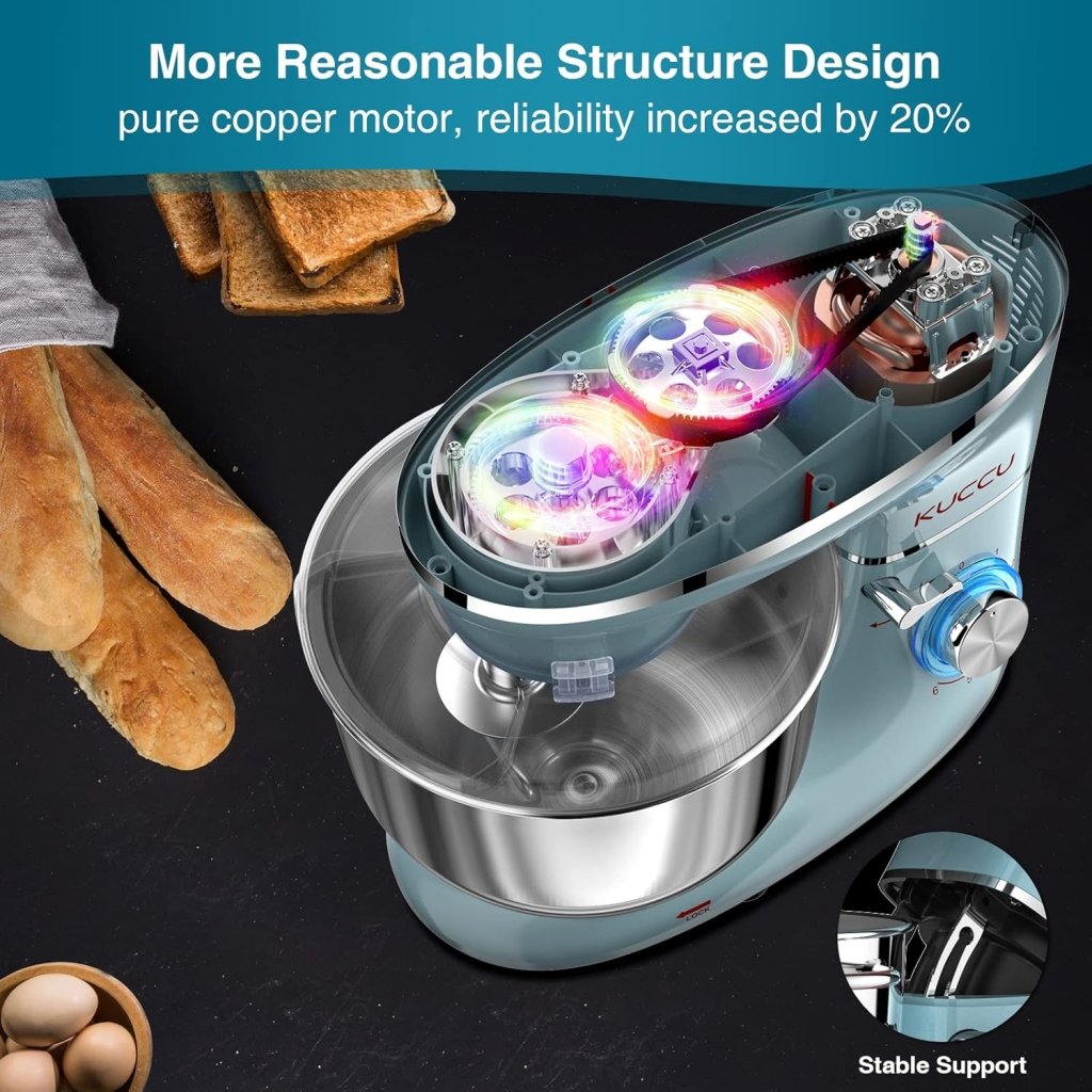 Stand Mixer 6.5 Qt 660W 6 - Speed Tilt - Head Food Dough Mixer, Kitchen Electric Mixer with Stainless Steel Bowl,Dough Hook,Whisk, Beater, Egg white separator - Wigtrends
