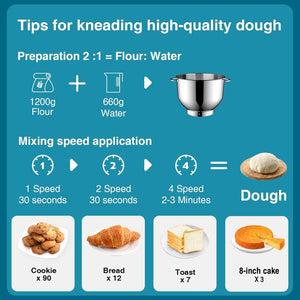 Stand Mixer 6.5 Qt 660W 6 - Speed Tilt - Head Food Dough Mixer, Kitchen Electric Mixer with Stainless Steel Bowl,Dough Hook,Whisk, Beater, Egg white separator - Wigtrends