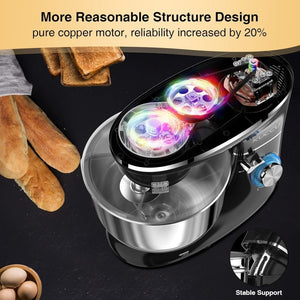 Stand Mixer 6.5 Qt 660W 6 - Speed Tilt - Head Food Dough Mixer, Kitchen Electric Mixer with Stainless Steel Bowl,Dough Hook,Whisk, Beater, Egg white separator - Wigtrends