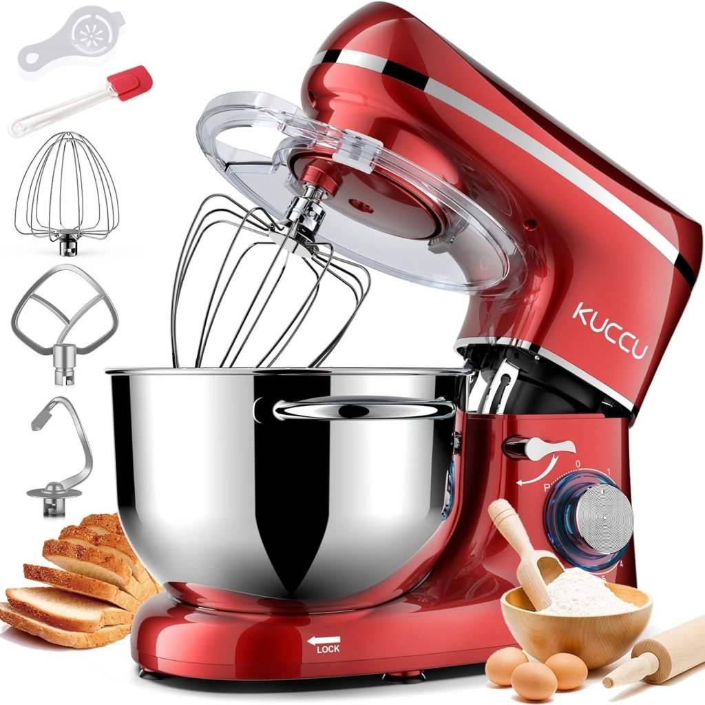 Stand Mixer 6.5 Qt 660W 6 - Speed Tilt - Head Food Dough Mixer, Kitchen Electric Mixer with Stainless Steel Bowl,Dough Hook,Whisk, Beater, Egg white separator - Wigtrends