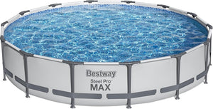 Steel Pro MAX 10 Foot x 30 Inch Round Metal Frame Above Ground Outdoor Backyard Swimming Pool Set with 330 GPH Filter Pump - Wigtrends
