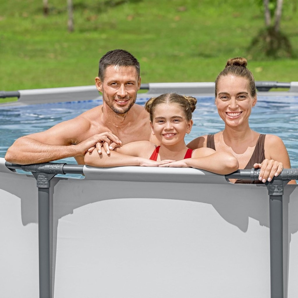 Steel Pro MAX 10 Foot x 30 Inch Round Metal Frame Above Ground Outdoor Backyard Swimming Pool Set with 330 GPH Filter Pump - Wigtrends