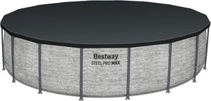 Steel Pro MAX 14 Foot x 48 Inch Round Metal Frame Above Ground Outdoor Swimming Pool Set with 1,000 Filter Pump, Ladder, and Cover, Gray - Wigtrends