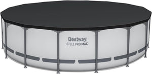 Steel Pro MAX 14 Foot x 48 Inch Round Metal Frame Above Ground Outdoor Swimming Pool Set with 1,000 Filter Pump, Ladder, and Cover, Gray - Wigtrends