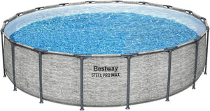 Steel Pro MAX 14 Foot x 48 Inch Round Metal Frame Above Ground Outdoor Swimming Pool Set with 1,000 Filter Pump, Ladder, and Cover, Gray - Wigtrends