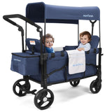 Stroller Wagon for Kids, Wagon Stroller Toddlers 2 Seaters, All - Terrain Baby Wagon Outdoor with Canopy, Parent Organizer, Adjustable Handle & Pull Bar for Infants and Toddlers, Gray - Wigtrends