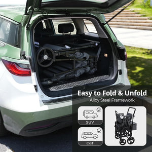 Stroller Wagon for Kids, Wagon Stroller Toddlers 2 Seaters, All - Terrain Baby Wagon Outdoor with Canopy, Parent Organizer, Adjustable Handle & Pull Bar for Infants and Toddlers, Gray - Wigtrends