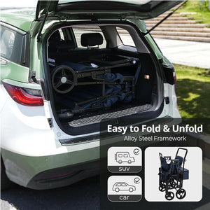 Stroller Wagon for Kids, Wagon Stroller Toddlers 2 Seaters, All - Terrain Baby Wagon Outdoor with Canopy, Parent Organizer, Adjustable Handle & Pull Bar for Infants and Toddlers, Gray - Wigtrends