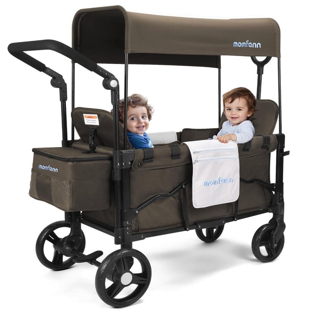 Stroller Wagon for Kids, Wagon Stroller Toddlers 2 Seaters, All - Terrain Baby Wagon Outdoor with Canopy, Parent Organizer, Adjustable Handle & Pull Bar for Infants and Toddlers, Gray - Wigtrends