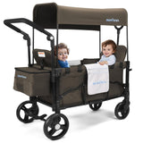 Stroller Wagon for Kids, Wagon Stroller Toddlers 2 Seaters, All - Terrain Baby Wagon Outdoor with Canopy, Parent Organizer, Adjustable Handle & Pull Bar for Infants and Toddlers, Gray - Wigtrends