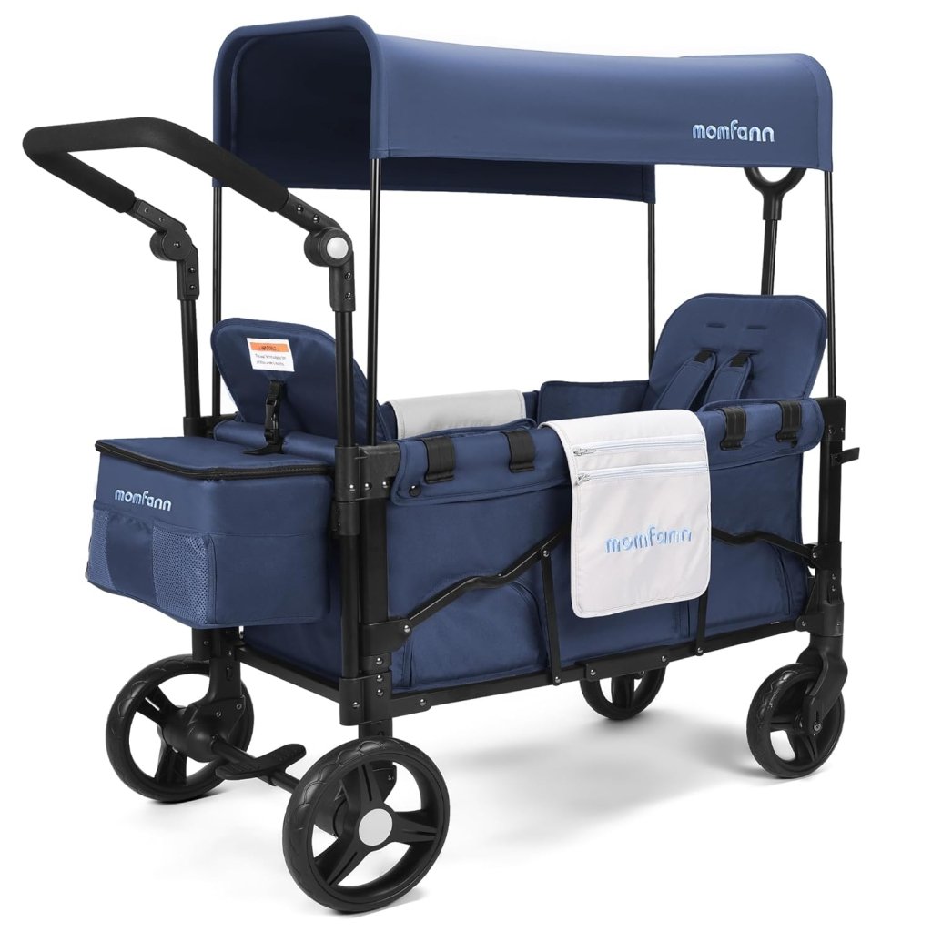 Stroller Wagon for Kids, Wagon Stroller Toddlers 2 Seaters, All - Terrain Baby Wagon Outdoor with Canopy, Parent Organizer, Adjustable Handle & Pull Bar for Infants and Toddlers, Gray - Wigtrends