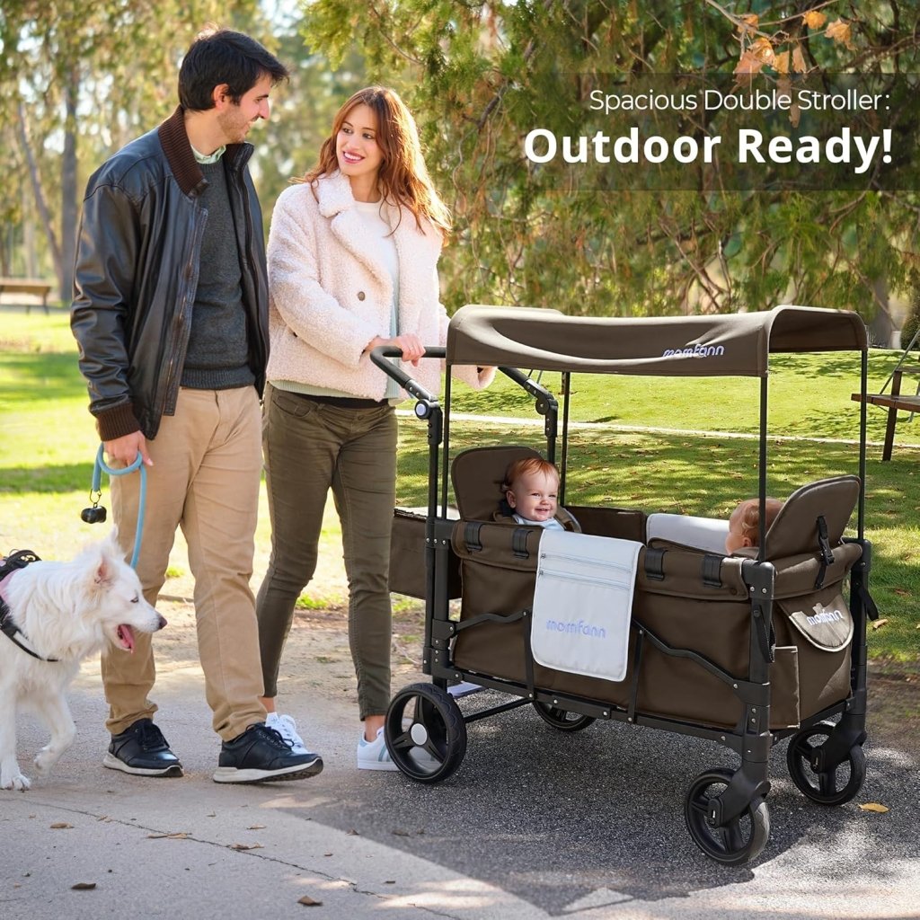 Stroller Wagon for Kids, Wagon Stroller Toddlers 2 Seaters, All - Terrain Baby Wagon Outdoor with Canopy, Parent Organizer, Adjustable Handle & Pull Bar for Infants and Toddlers, Gray - Wigtrends