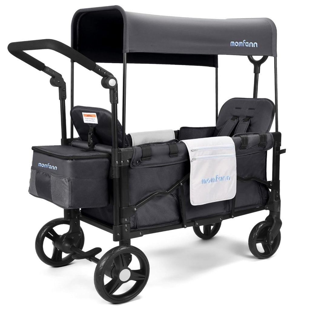Stroller Wagon for Kids, Wagon Stroller Toddlers 2 Seaters, All - Terrain Baby Wagon Outdoor with Canopy, Parent Organizer, Adjustable Handle & Pull Bar for Infants and Toddlers, Gray - Wigtrends