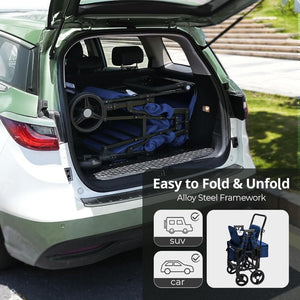 Stroller Wagon for Kids, Wagon Stroller Toddlers 2 Seaters, All - Terrain Baby Wagon Outdoor with Canopy, Parent Organizer, Adjustable Handle & Pull Bar for Infants and Toddlers, Gray - Wigtrends