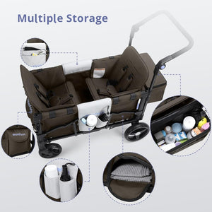 Stroller Wagon for Kids, Wagon Stroller Toddlers 2 Seaters, All - Terrain Baby Wagon Outdoor with Canopy, Parent Organizer, Adjustable Handle & Pull Bar for Infants and Toddlers, Gray - Wigtrends