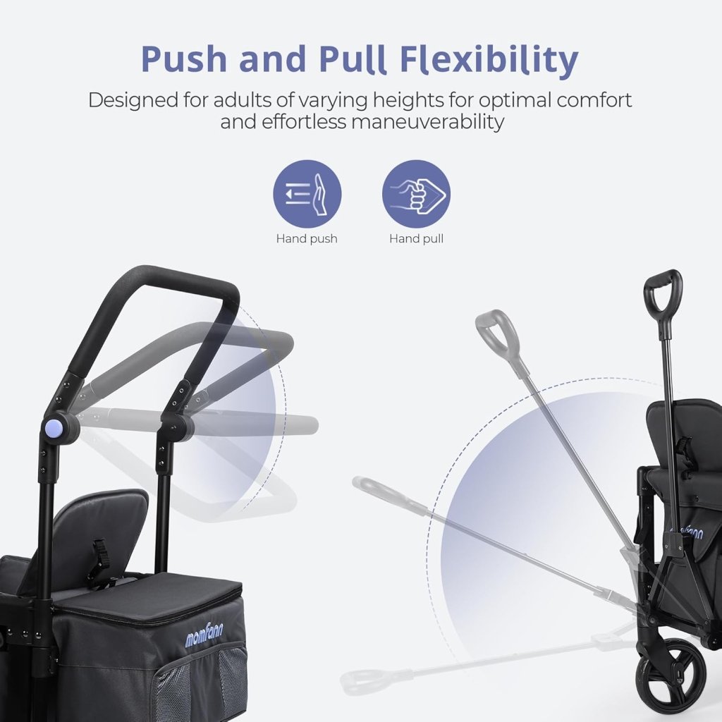 Stroller Wagon for Kids, Wagon Stroller Toddlers 2 Seaters, All - Terrain Baby Wagon Outdoor with Canopy, Parent Organizer, Adjustable Handle & Pull Bar for Infants and Toddlers, Gray - Wigtrends
