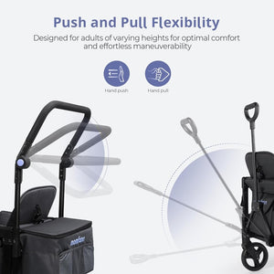 Stroller Wagon for Kids, Wagon Stroller Toddlers 2 Seaters, All - Terrain Baby Wagon Outdoor with Canopy, Parent Organizer, Adjustable Handle & Pull Bar for Infants and Toddlers, Gray - Wigtrends