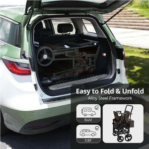 Stroller Wagon for Kids, Wagon Stroller Toddlers 2 Seaters, All - Terrain Baby Wagon Outdoor with Canopy, Parent Organizer, Adjustable Handle & Pull Bar for Infants and Toddlers, Gray - Wigtrends