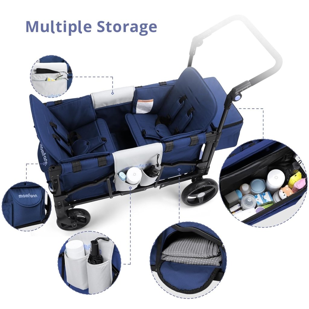 Stroller Wagon for Kids, Wagon Stroller Toddlers 2 Seaters, All - Terrain Baby Wagon Outdoor with Canopy, Parent Organizer, Adjustable Handle & Pull Bar for Infants and Toddlers, Gray - Wigtrends
