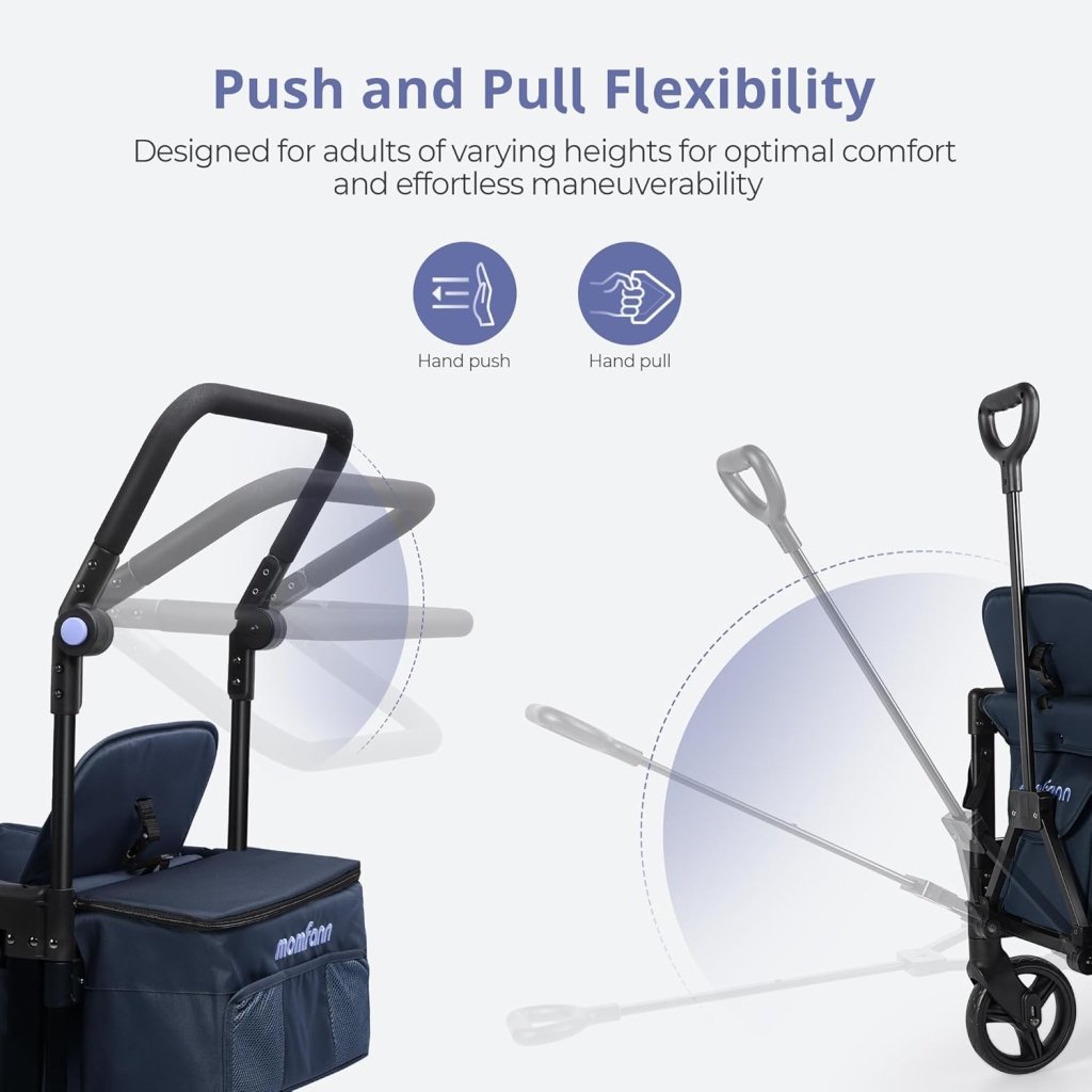 Stroller Wagon for Kids, Wagon Stroller Toddlers 2 Seaters, All - Terrain Baby Wagon Outdoor with Canopy, Parent Organizer, Adjustable Handle & Pull Bar for Infants and Toddlers, Gray - Wigtrends
