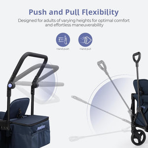 Stroller Wagon for Kids, Wagon Stroller Toddlers 2 Seaters, All - Terrain Baby Wagon Outdoor with Canopy, Parent Organizer, Adjustable Handle & Pull Bar for Infants and Toddlers, Gray - Wigtrends