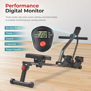 Sunny Health & Fitness Compact Adjustable Rowing Machine with 12 Levels of Resistance for Complete Body Workouts and Optional Free SunnyFit App Enhanced Connectivity - Wigtrends