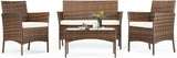 Sweetcripy Patio Furniture Set 3 Pieces, Outdoor Furniture with Soft Cushion and Glass Table, All Weather Manual Weaving Wicker Rattan Patio Chairs for Garden, Terrace, Porch(Black and Beige) - Wigtrends
