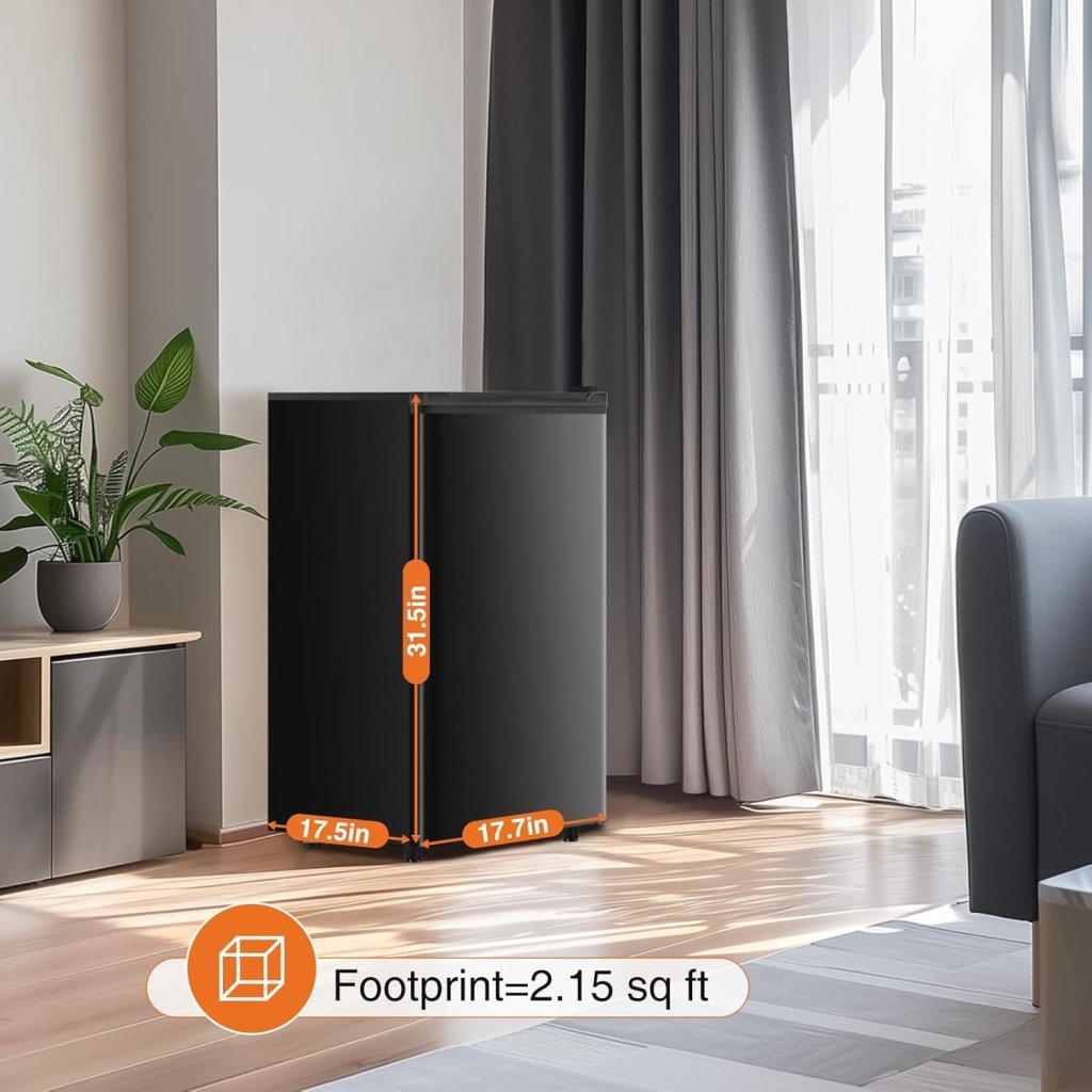 Sweetcrispy 3.2 Cu.Ft Mini Fridge with Freezer Small Refrigerator Single Door Adjustable Thermostat Energy - efficient Low Noise, Compact Fridge for Bedroom, Office, Dorm (Black) - Wigtrends