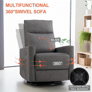 Sweetcrispy Massage Recliner Chair for Adults, Adjustable Home Theater Seating with Lumbar Support for Living Room, Modern Fabric Reclining, Light Grey - Wigtrends