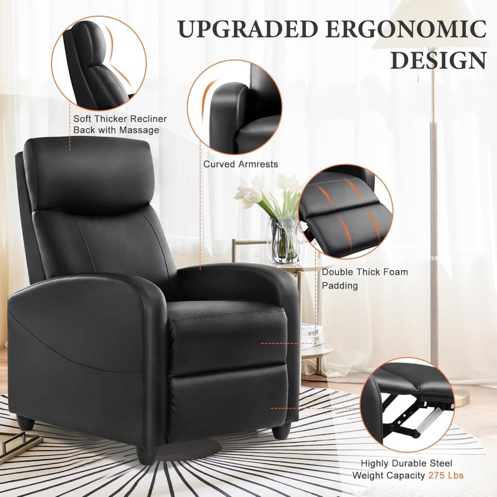 Sweetcrispy Massage Recliner Chair for Adults, Adjustable Home Theater Seating with Lumbar Support for Living Room, Modern Fabric Reclining, Light Grey - Wigtrends