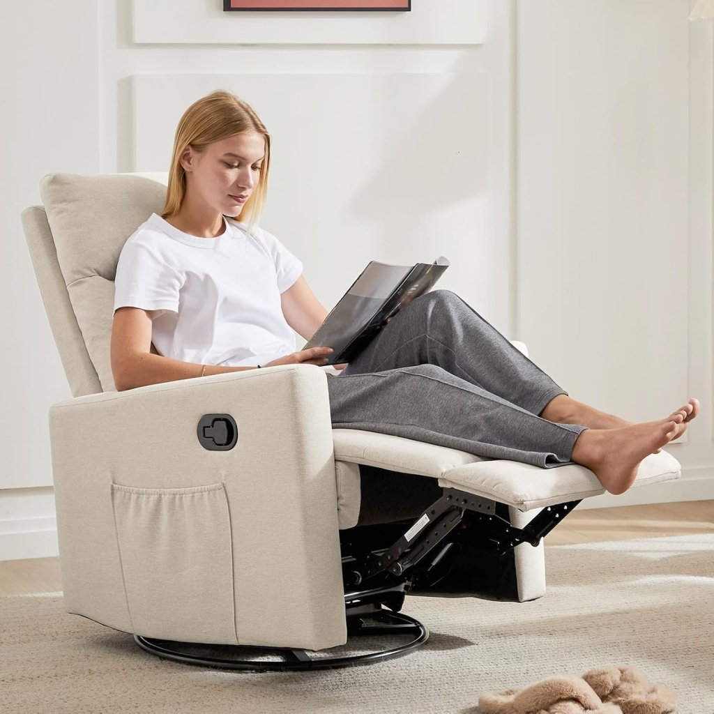 Sweetcrispy Massage Recliner Chair for Adults, Adjustable Home Theater Seating with Lumbar Support for Living Room, Modern Fabric Reclining, Light Grey - Wigtrends